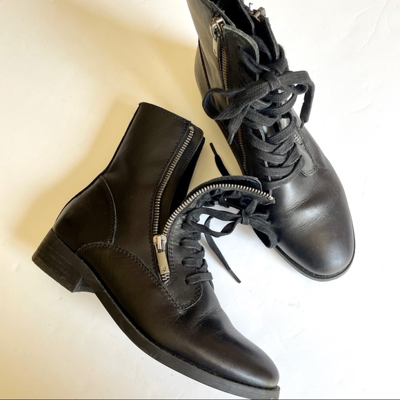 Lucky Brand Black Side Zip Moto Boots - Picture 1 of 11